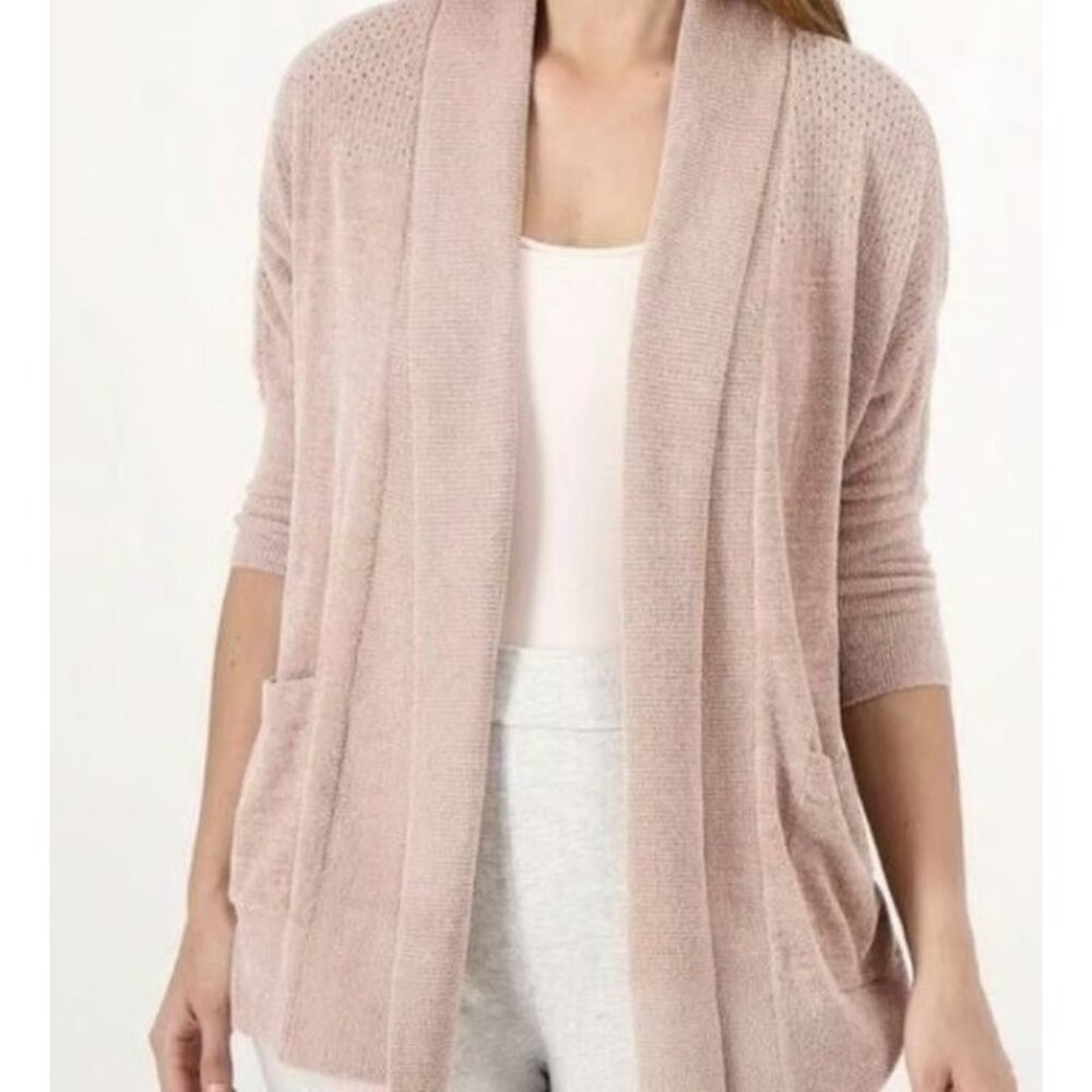 BAREFOOT DREAMS cozy chic lite pointelle cardigan in pink clay size S/M